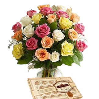 25 colorful roses with chokolates | Flower Delivery Kursk