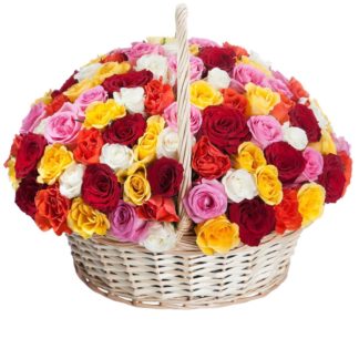 51 colorful roses in the basket | Flower Delivery Kursk